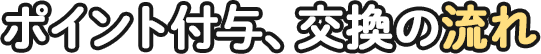 ポイント付与、交換の流れ