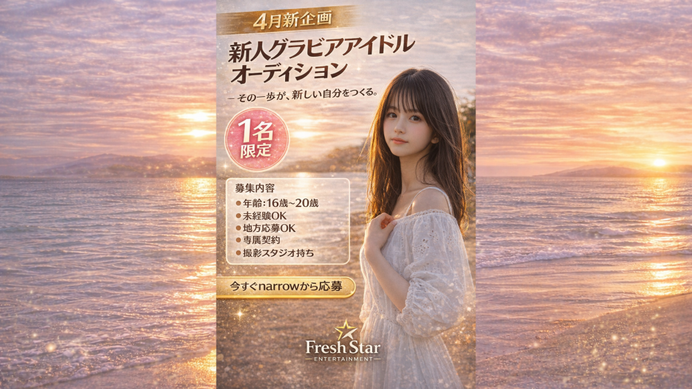 【4月新企画】新人グラビアアイドルオーディション（1名限定）